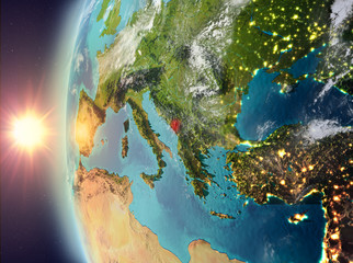 Fototapeta premium Montenegro during sunset from space