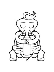 schlafen ausruhen klein baby kind hunger essen milch fläschchen flasche trinken saugen schildkröte süß niedlich comic cartoon clipart