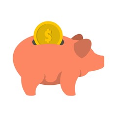 Pig money icon. Flat illustration of pig money vector icon isolated on white background