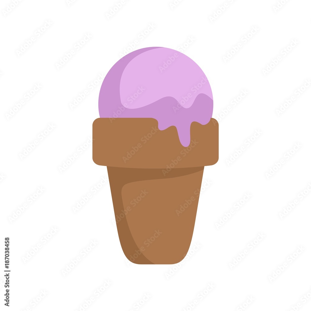 Sticker ice cream summer icon. flat illustration of ice cream summer vector icon isolated on white backgroun