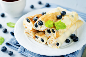 Sauteed Cream cheese Blueberry Crepes