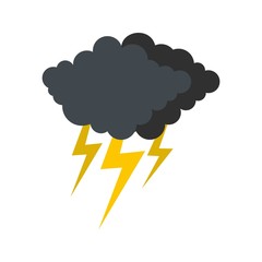 Cloud thunder flash icon. Flat illustration of cloud thunder flash vector icon isolated on white background