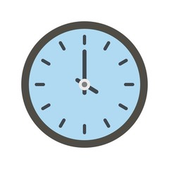 Clock time icon. Flat illustration of clock time vector icon isolated on white background
