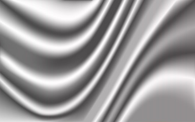 Waving Pearl Gray Silk Fabric like Flag, Scarf  Background - Vector Flying Satin Ribbon 

