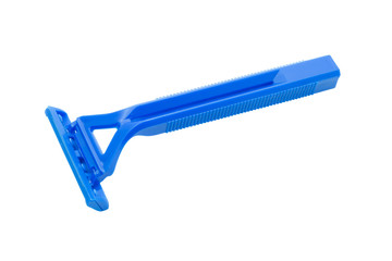 Blue men razor, isolated on white background and clipping path