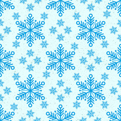 Snowflakes on blue sky - Christmas seamless background