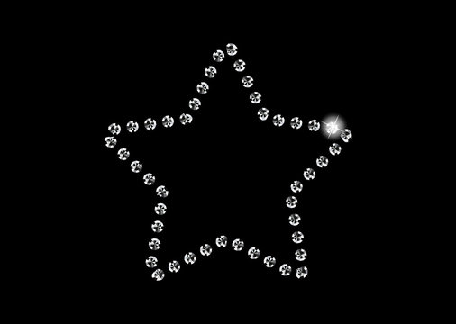 Diamond Crystals Paved Outline of Five-Pointed Star   -  Vector Glamor Rhinestones Fashion Symbol
