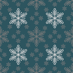 Naklejka na ściany i meble Christmas and New Year background.Holiday Wallpaper. Winter endless background. Snowflakes seamless pattern. Blue snowflakes on a dark background
