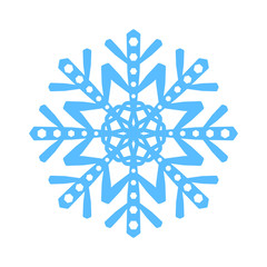 Snowflake sign. Blue Snowflake icon isolated on white background. Snow flake silhouette. Symbol of snow, holiday, cold weather, frost. Winter design element Vector illustration