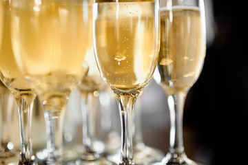 Wine glasses with champagne