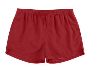Men burgundy swim sport beach shorts trunks isolated on white