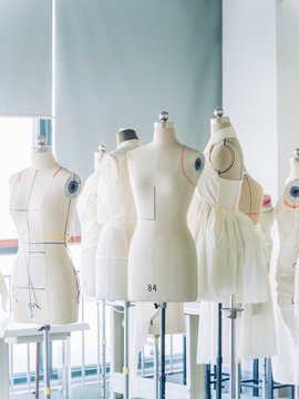 group of empty mannequins in studio