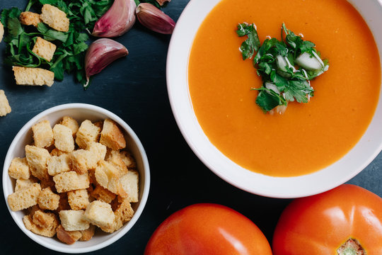 The salmorejo with bread