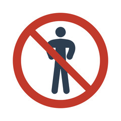 No man sign on white background.