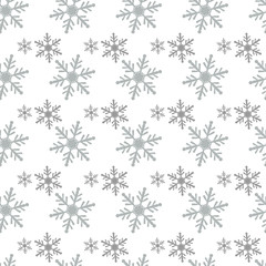 Seamless pattern of snowflakes on a white background