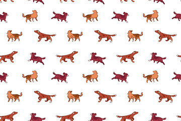 Vector seamless pattern with hunting dogs