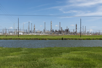 View of an oil refinery in Southern Texas, United States; Concept for industial pollution, fossil...