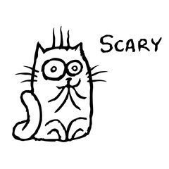 Cat Tik was scared. Vector illustration.