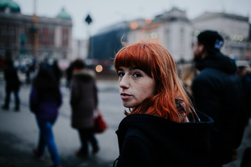 Portrait of a young redhead woman
