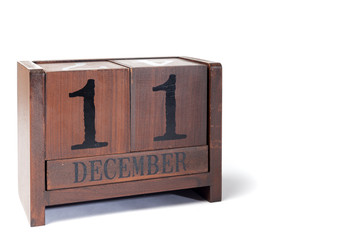 Wooden Perpetual Calendar set to December 11th