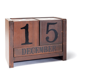 Wooden Perpetual Calendar set to December 15th