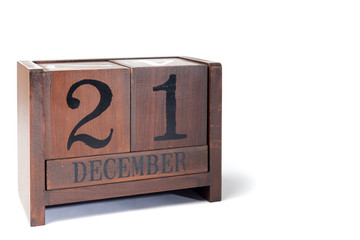 Wooden Perpetual Calendar set to December 21st