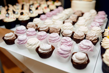Photo of colored marshmallows on the table