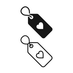 Valentine tag set with heart symbol. Vector isolated illustration