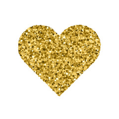 Golden heart isolated on white.