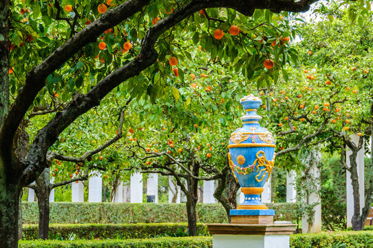 Colorful sculpture in Maria Luisa Park in Seville, Spain