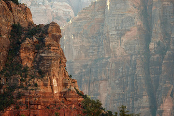 Early morning haze in Kolob Canyon from the Timber Creek Trail, Zion National Park, Utah 