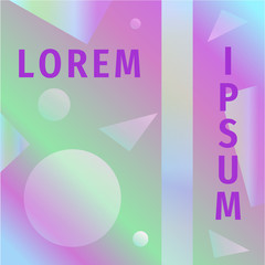 Gradient template for card, poster, banner, flyer, leaflet, layout, background, cover, header with geometric shapes in light pink and green colors.