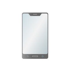 Smartphone in gray with a button on a white background