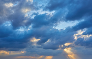 sunset sky with the light of the sun