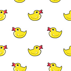 Duck pattern repeat seamless in yellow and white colors for any design. Vector cute illustration