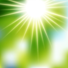  Summer Green Sunshine Soft Focus Burst - Vector Blurred Radiant Sun Rays
