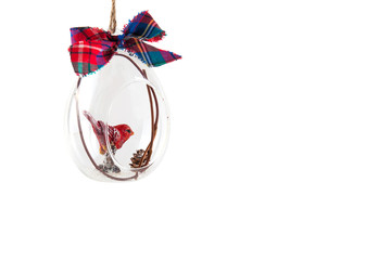  glass New Year's ball with a bird.