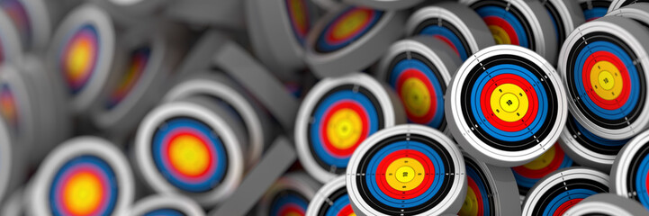 Infinite targets on a plane, business and challenge theme, original 3d rendering
