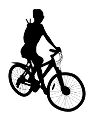 Obraz premium Girl On A Bike Silhouette