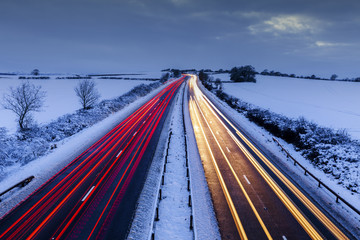 Rural Motorway at Winter in UK