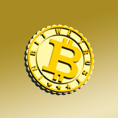 Crypto currency coin sign 3D illustration on gradient background. Gold and silver textures, motto 3d text. Collection.