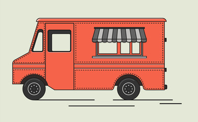 Vector illustration of flat retro truck