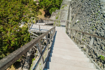Stairs to the Temple II at the archaeological site Tikal, Guatemala