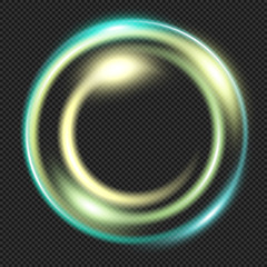 Green shining Ring on Transparent Background  - Vector Glowing Lens Effect
