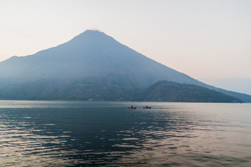 Volcano San Pedro and Atitlan lake, Guatemala