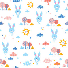 cute bunnies seamless pattern