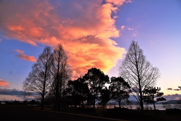 琵琶湖の夕暮れ
