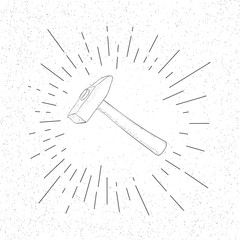 Hand Drawn Symbol of Hammer Tool for Nails - Doodle Vector Hatch Icon
