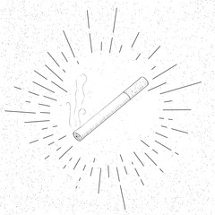 Hand Drawn Symbol of Smoking Cigarette - Doodle Vector Hatch Icon
