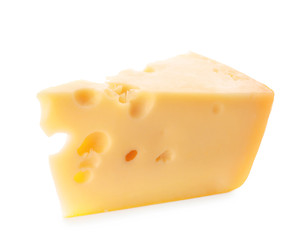 Sliced cheese on white background